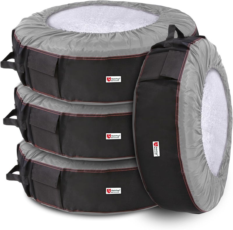 Rosefray Seasonal Tire Totes, Spare Tire Cover, Portable Winter Wheel, Handle for Easy Transportation, Fits Tires Tire Diameters 21” to 31.5”, Set of 4 Bags Gray - Image 1